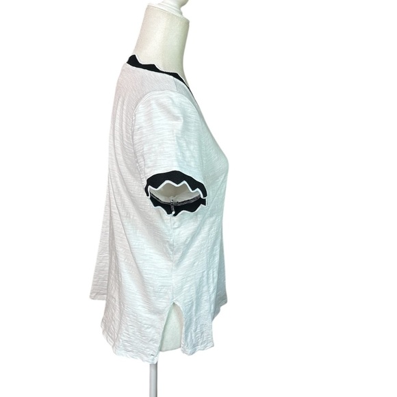 Cinq a Sept White Scallop Trim Women's Top size Large - Picture 5 of 6